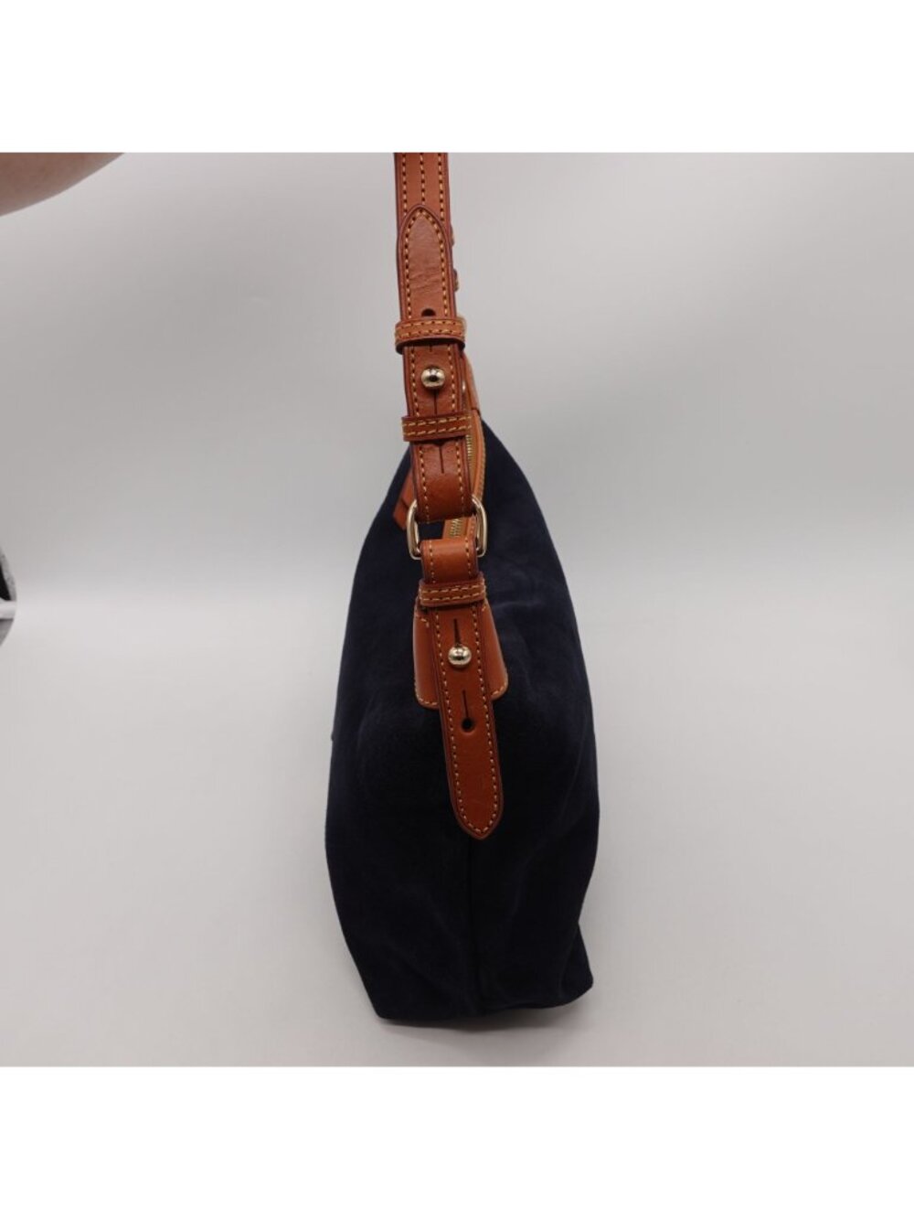 LN Dooney & Bourke Suede Hobo Shoulder Bag Navy Blue SS924 - Picture 3 of 13